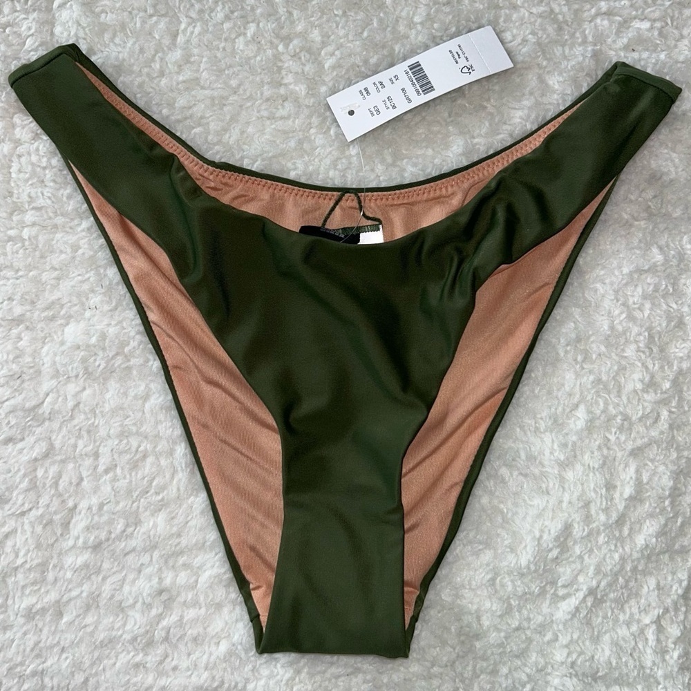 J. Crew Curved Waist Cheeky Bikini Bottom Safari Green Size XS NWT
